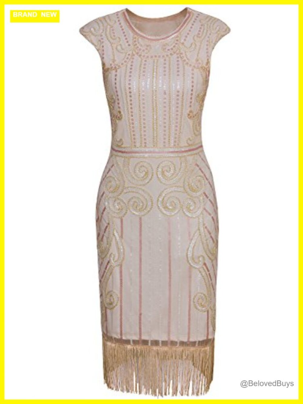 1920s Vintage Sequin Beaded Fringe Flapper Gatsby Dress